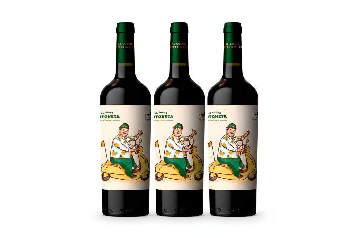 PACK 3 VINOS DE EL GORDO MOTONETA MALBEC X 750ML