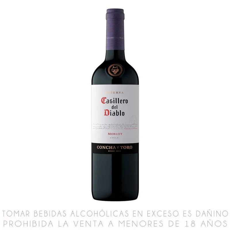 VINO CASILLERO DEL DIABLO RESERVA MERLOT X 750ML