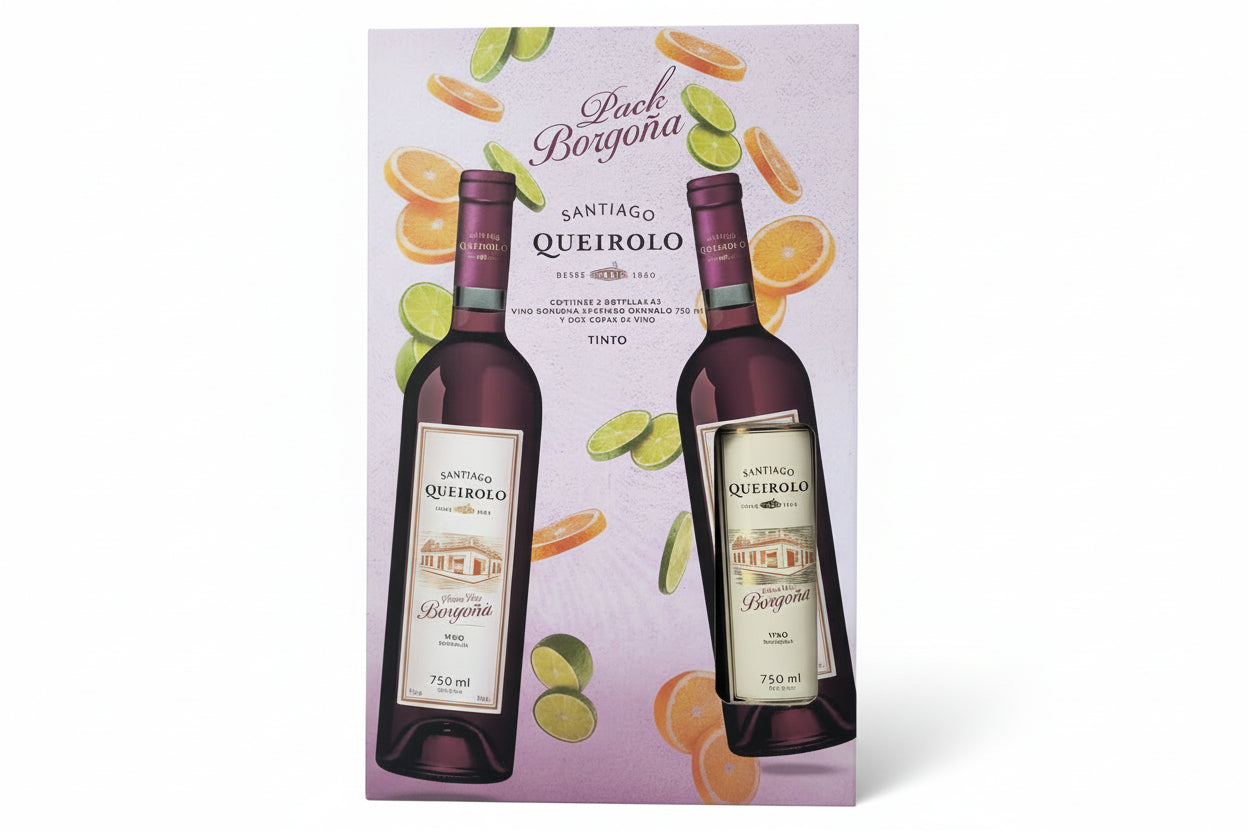 PACK QUEIROLO BORGOÑA + COPA X 750ML